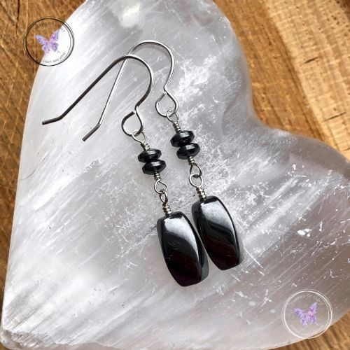 Hematite Twist Dangle Earrings